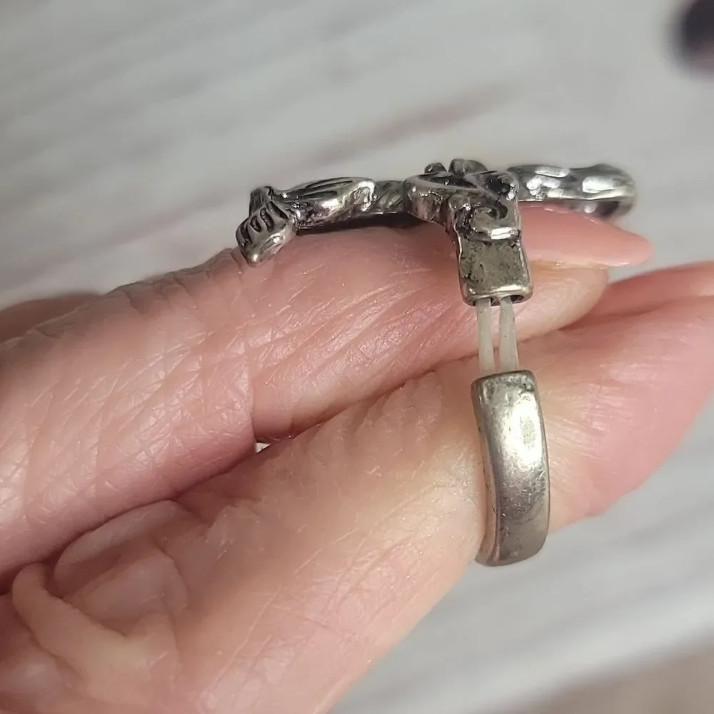 Silvertone Adjustable Mermaid Ring Size 7.5 + - Picture 5 of 7